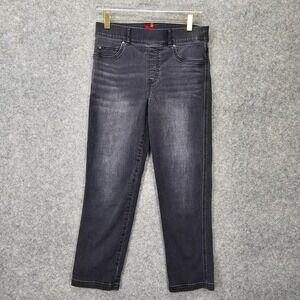 SPANX Slim Leg Jeans Womens M Faded Black Shape Stretch Denim Pull On Crop 29x25